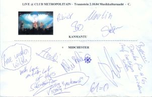 Kanmantu + Midchester Autogramm - Live at Club Metropolitain - gruss C. !