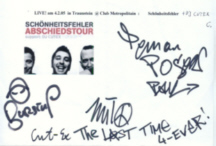 · Schönheitsfehler Autogramm - Live at Club Metropolitain - gruss  C. ! ·