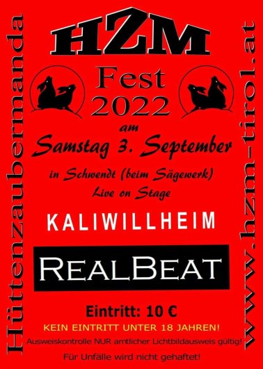 HZM Fest, LIVE KALIWILLHEIM REALBEAT - schwendt-kössen auf LosRein.de